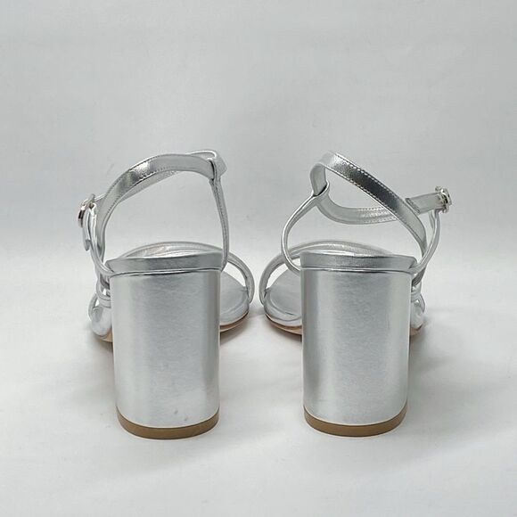 Stuart Weitzman Oasis 85MM Metallic Leather Block-Heel Sandals size 6.5 - Picture 7 of 12